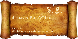 Wittman Eulália névjegykártya